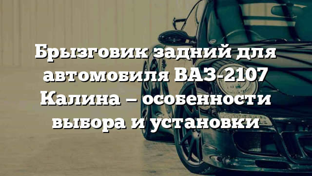 Брызговик задний для автомобиля ВАЗ-2107 Калина — особенности выбора и установки