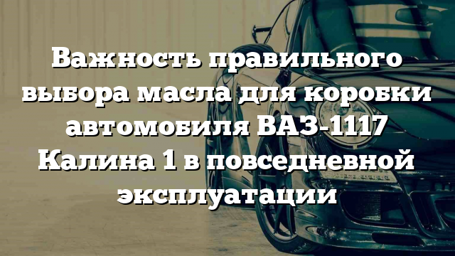 Важность правильного выбора масла для коробки автомобиля ВАЗ-1117 Калина 1 в повседневной эксплуатации