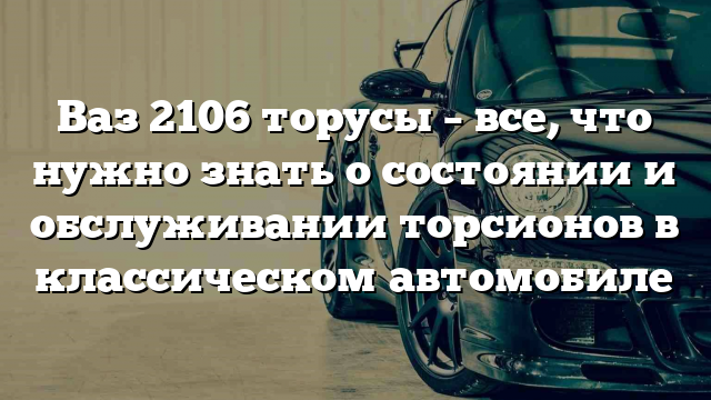 Ваз 2106 торусы – все, что нужно знать о состоянии и обслуживании торсионов в классическом автомобиле