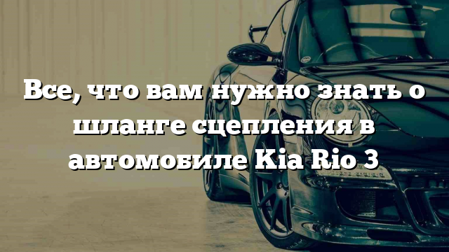 Все, что вам нужно знать о шланге сцепления в автомобиле Kia Rio 3