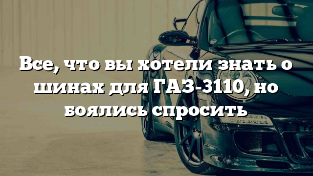 Все, что вы хотели знать о шинах для ГАЗ-3110, но боялись спросить