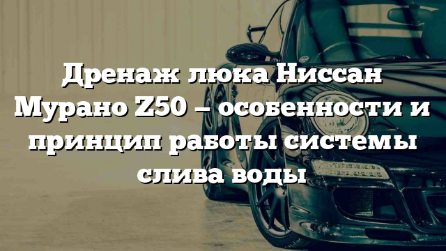 Дренаж люка Ниссан Мурано Z50 — особенности и принцип работы системы слива воды