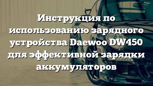 Инструкция по использованию зарядного устройства Daewoo DW450 для эффективной зарядки аккумуляторов