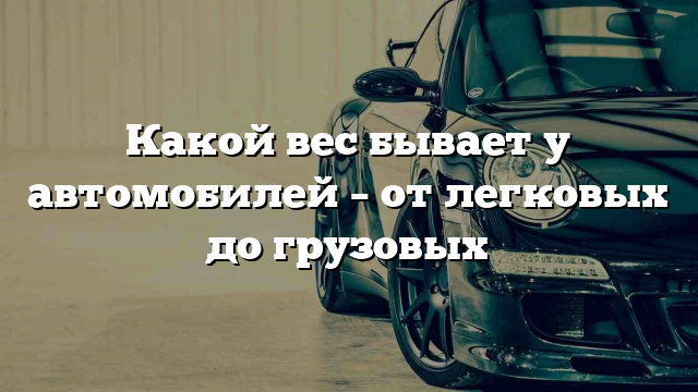 Какой вес бывает у автомобилей – от легковых до грузовых