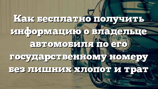 Как бесплатно получить информацию о владельце автомобиля по его государственному номеру без лишних хлопот и трат