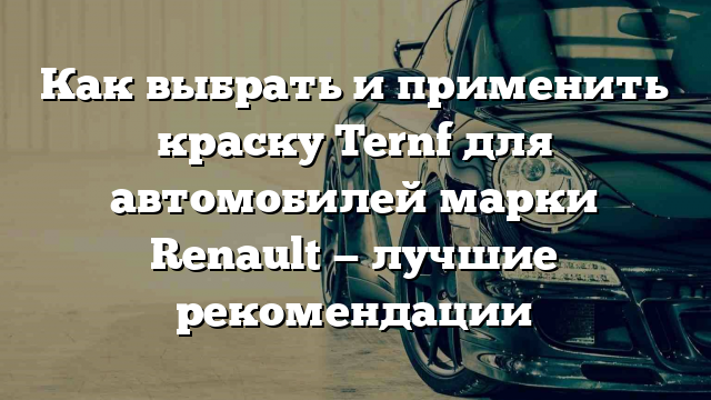 Как выбрать и применить краску Ternf для автомобилей марки Renault — лучшие рекомендации