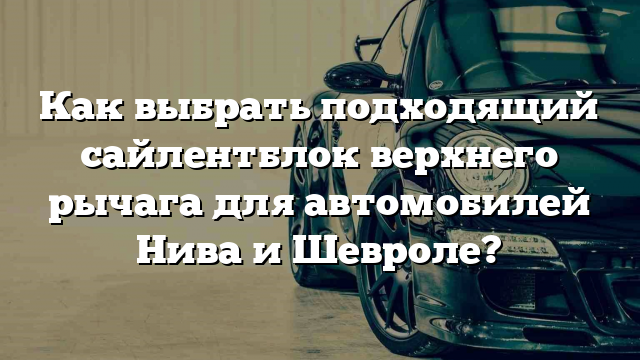 Как выбрать подходящий сайлентблок верхнего рычага для автомобилей Нива и Шевроле?