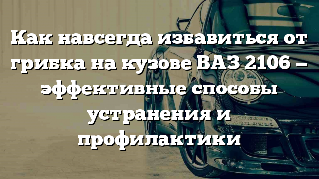 Как навсегда избавиться от грибка на кузове ВАЗ 2106 — эффективные способы устранения и профилактики