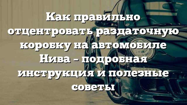 Как правильно отцентровать раздаточную коробку на автомобиле Нива – подробная инструкция и полезные советы