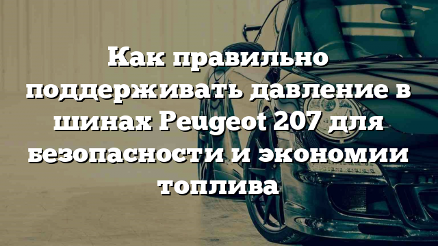 Как правильно поддерживать давление в шинах Peugeot 207 для безопасности и экономии топлива