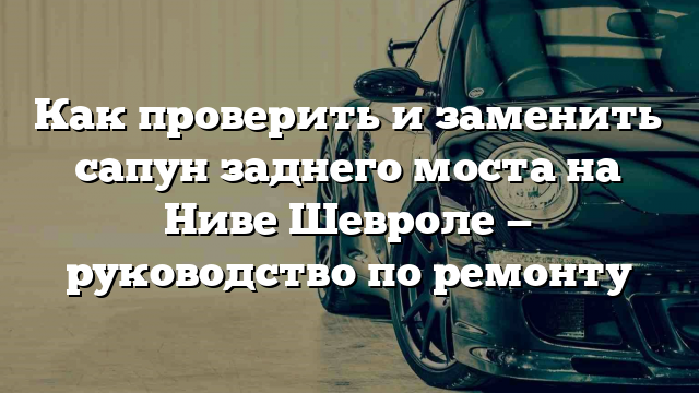 Как проверить и заменить сапун заднего моста на Ниве Шевроле — руководство по ремонту