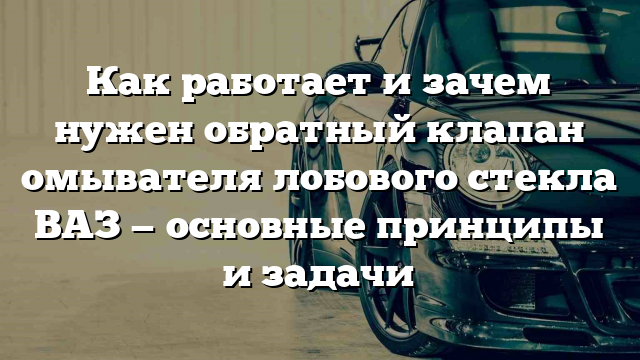 Как работает и зачем нужен обратный клапан омывателя лобового стекла ВАЗ — основные принципы и задачи