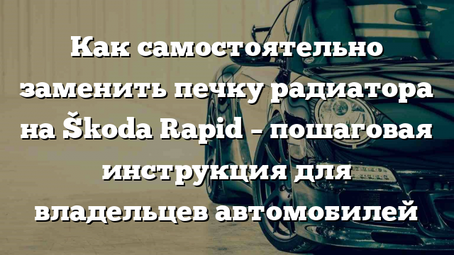 Как самостоятельно заменить печку радиатора на Škoda Rapid – пошаговая инструкция для владельцев автомобилей