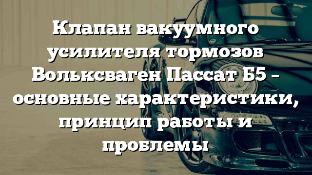 Клапан вакуумного усилителя тормозов Вольксваген Пассат Б5 – основные характеристики, принцип работы и проблемы