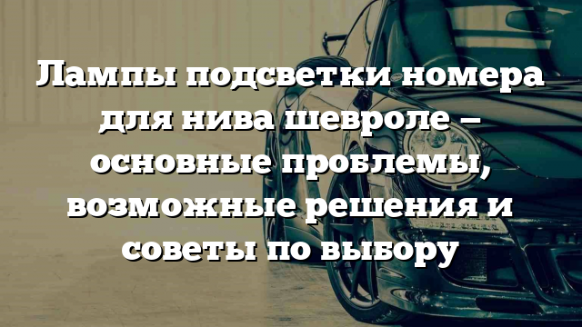 Лампы подсветки номера для нива шевроле — основные проблемы, возможные решения и советы по выбору