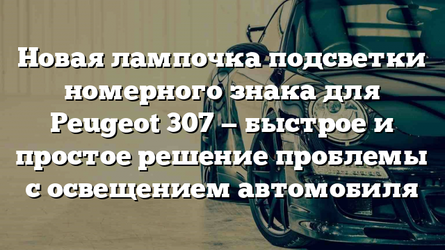 Новая лампочка подсветки номерного знака для Peugeot 307 — быстрое и простое решение проблемы с освещением автомобиля