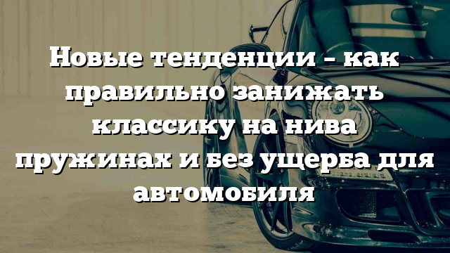 Новые тенденции – как правильно занижать классику на нива пружинах и без ущерба для автомобиля