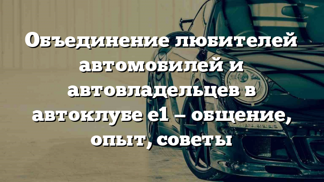 Объединение любителей автомобилей и автовладельцев в автоклубе е1 — общение, опыт, советы