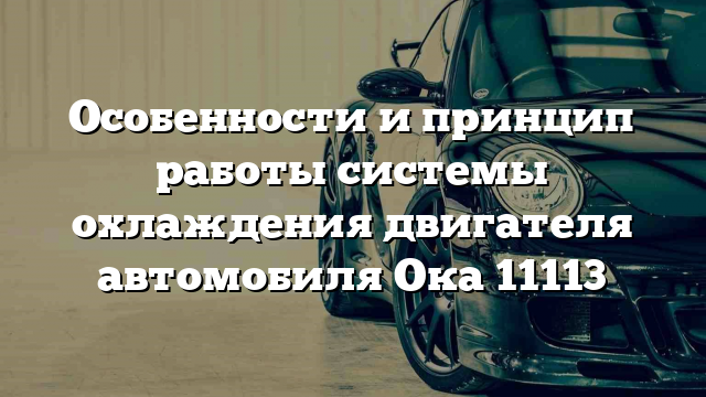 Особенности и принцип работы системы охлаждения двигателя автомобиля Ока 11113