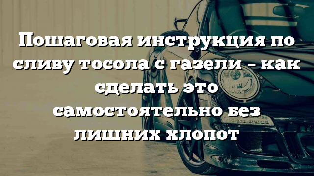 Пошаговая инструкция по сливу тосола с газели – как сделать это самостоятельно без лишних хлопот