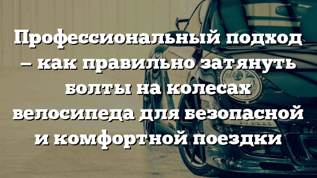 Профессиональный подход — как правильно затянуть болты на колесах велосипеда для безопасной и комфортной поездки