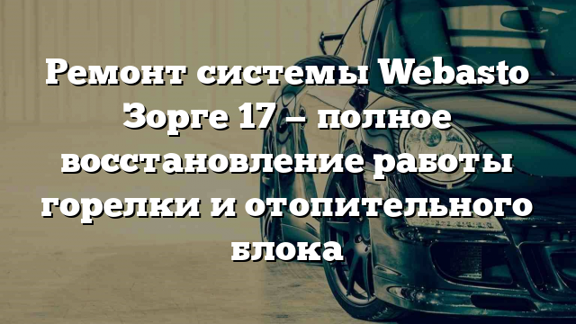 Ремонт системы Webasto Зорге 17 — полное восстановление работы горелки и отопительного блока