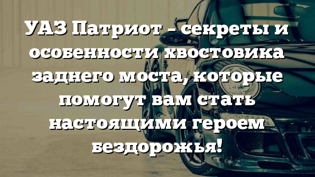 УАЗ Патриот – секреты и особенности хвостовика заднего моста, которые помогут вам стать настоящими героем бездорожья!