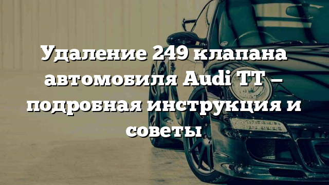 Удаление 249 клапана автомобиля Audi TT — подробная инструкция и советы