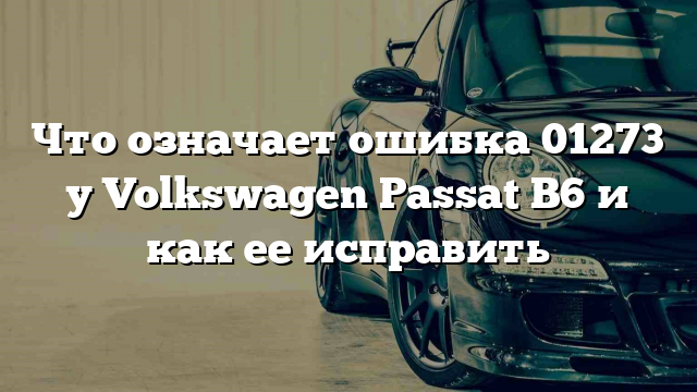 Что означает ошибка 01273 у Volkswagen Passat B6 и как ее исправить