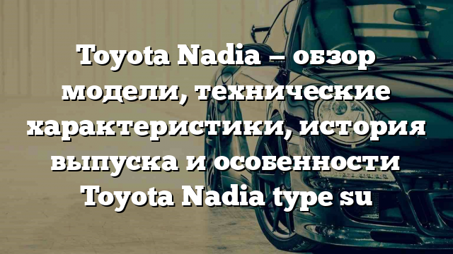 Toyota Nadia — обзор модели, технические характеристики, история выпуска и особенности Toyota Nadia type su