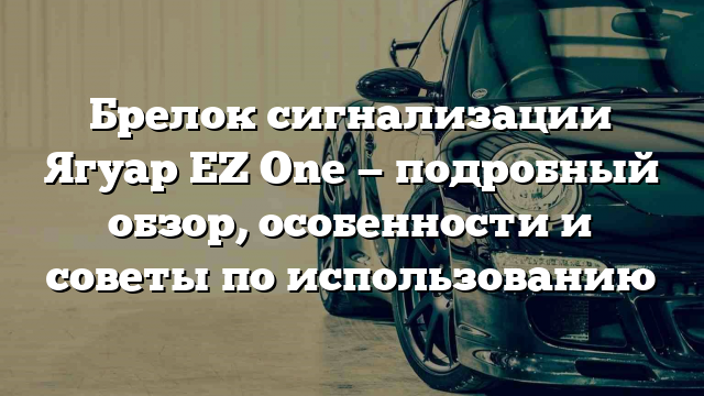 Брелок сигнализации Ягуар EZ One — подробный обзор, особенности и советы по использованию