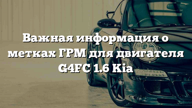 Важная информация о метках ГРМ для двигателя G4FC 1.6 Kia