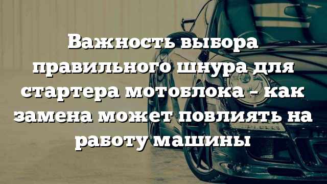 Важность выбора правильного шнура для стартера мотоблока – как замена может повлиять на работу машины