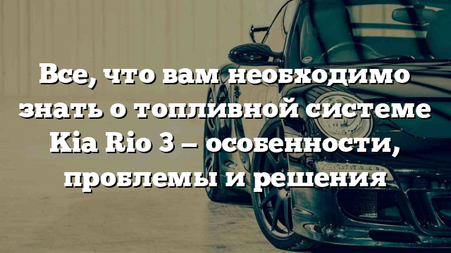 Все, что вам необходимо знать о топливной системе Kia Rio 3 — особенности, проблемы и решения