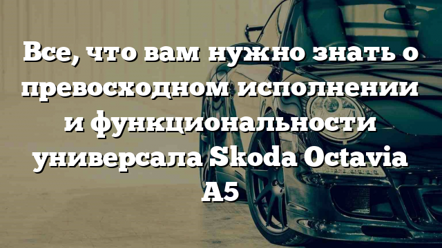 Все, что вам нужно знать о превосходном исполнении и функциональности универсала Skoda Octavia A5