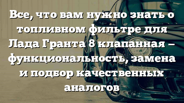 Все, что вам нужно знать о топливном фильтре для Лада Гранта 8 клапанная — функциональность, замена и подбор качественных аналогов