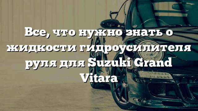 Все, что нужно знать о жидкости гидроусилителя руля для Suzuki Grand Vitara