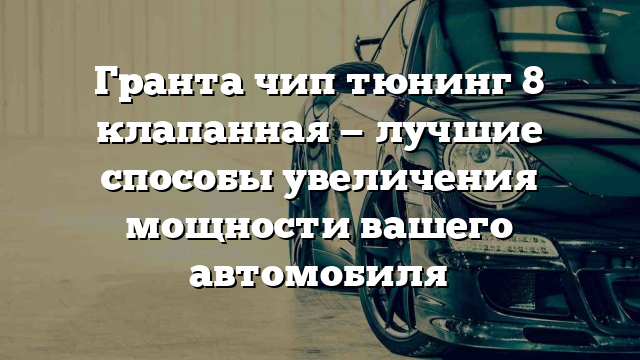 Гранта чип тюнинг 8 клапанная — лучшие способы увеличения мощности вашего автомобиля