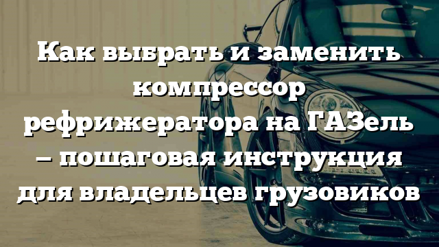 Как выбрать и заменить компрессор рефрижератора на ГАЗель — пошаговая инструкция для владельцев грузовиков