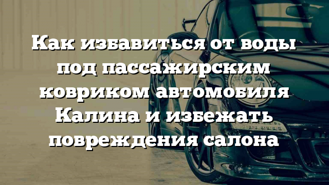 Как избавиться от воды под пассажирским ковриком автомобиля Калина и избежать повреждения салона