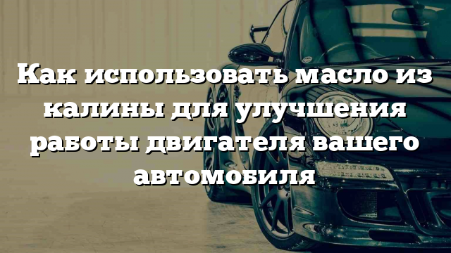 Как использовать масло из калины для улучшения работы двигателя вашего автомобиля