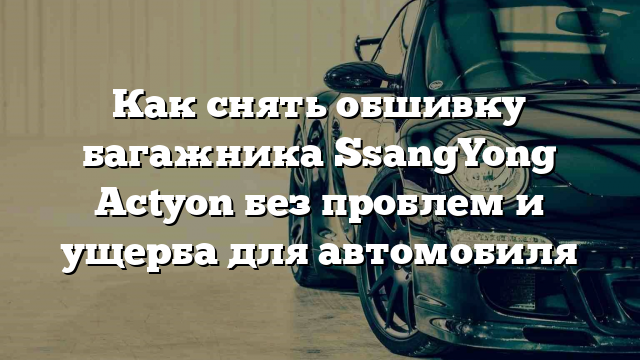 Как снять обшивку багажника SsangYong Actyon без проблем и ущерба для автомобиля