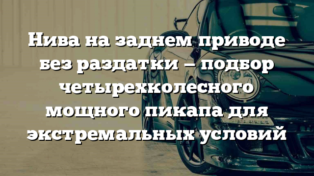 Нива на заднем приводе без раздатки — подбор четырехколесного мощного пикапа для экстремальных условий