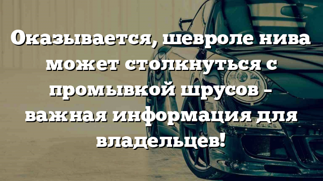 Оказывается, шевроле нива может столкнуться с промывкой шрусов – важная информация для владельцев!