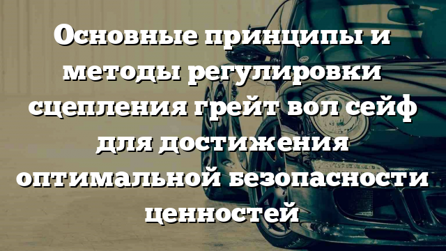 Основные принципы и методы регулировки сцепления грейт вол сейф для достижения оптимальной безопасности ценностей