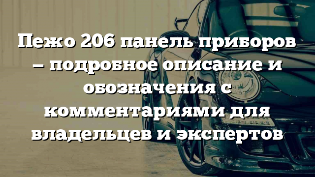 Пежо 206 панель приборов — подробное описание и обозначения с комментариями для владельцев и экспертов