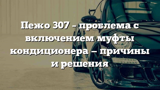 Пежо 307 – проблема с включением муфты кондиционера — причины и решения