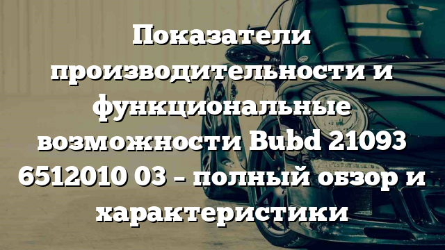 Показатели производительности и функциональные возможности Bubd 21093 6512010 03 – полный обзор и характеристики