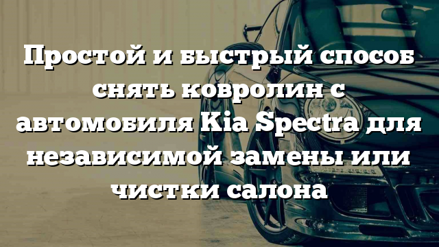 Простой и быстрый способ снять ковролин с автомобиля Kia Spectra для независимой замены или чистки салона