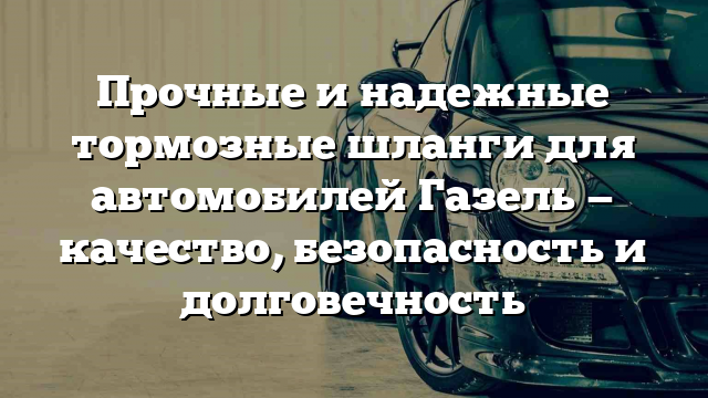 Прочные и надежные тормозные шланги для автомобилей Газель — качество, безопасность и долговечность